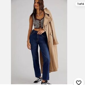 Free Prople We The Free The Pacifica High Rise Straight Leg  Dark Blue Wash 27